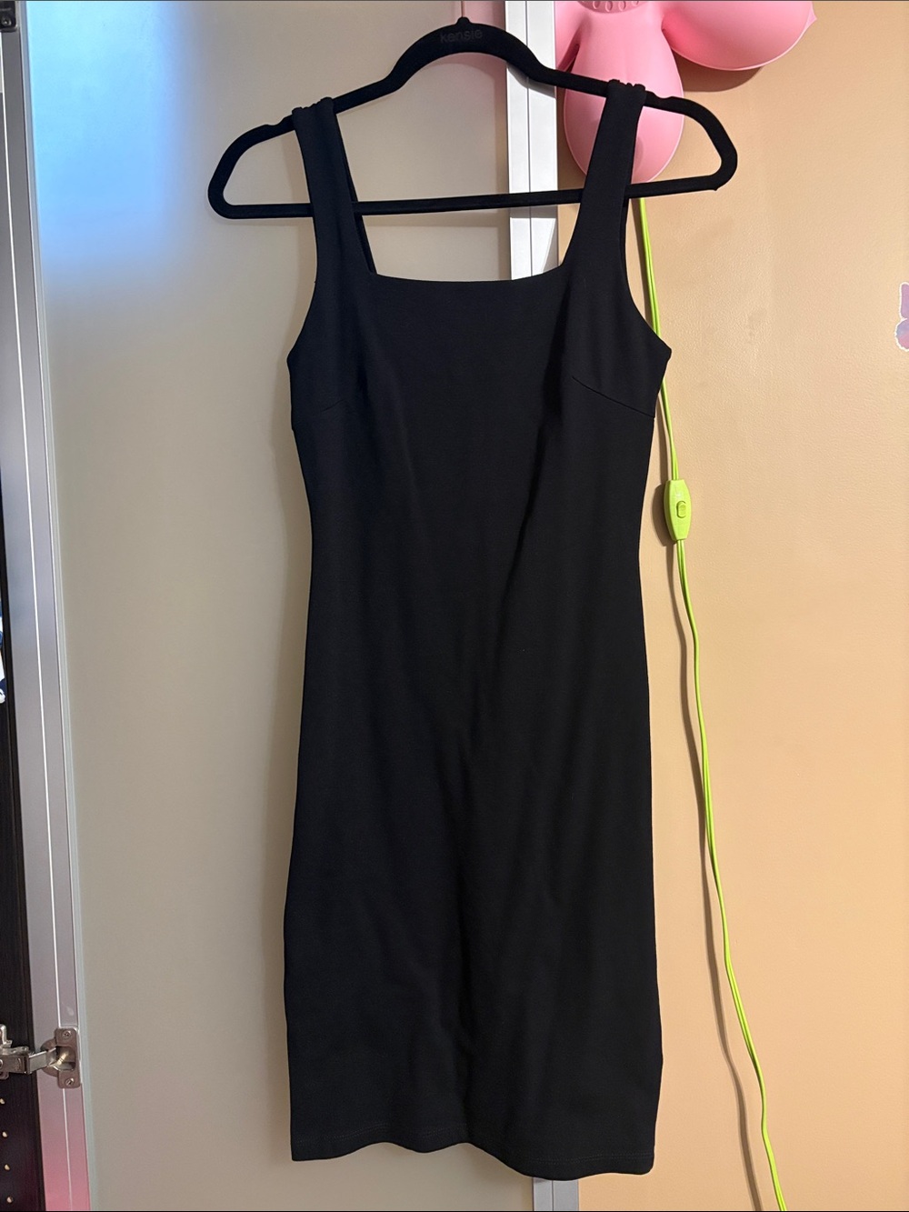 Square-Neck Strap Sleeve Mini Dress